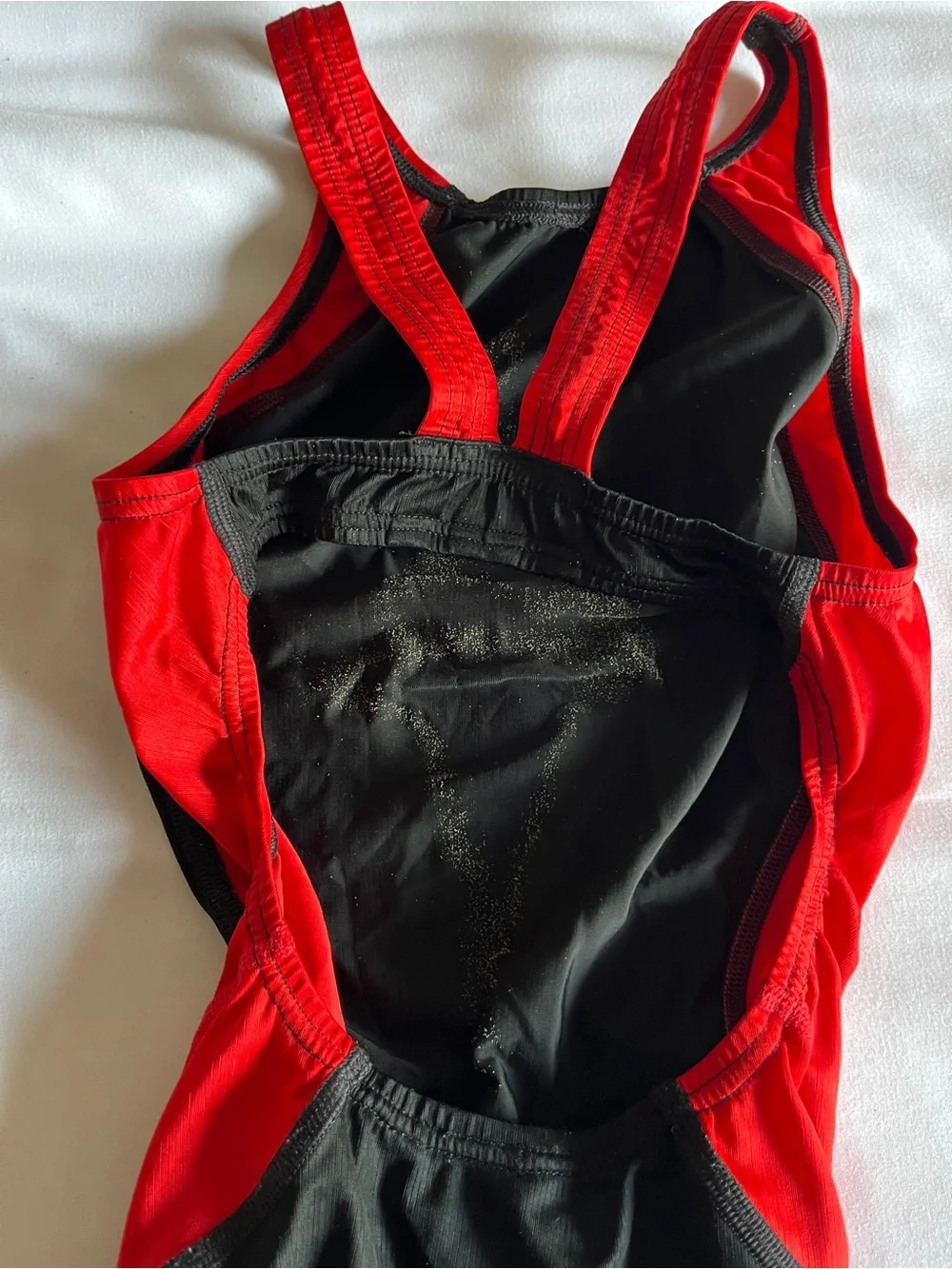 Speedo Fastskin FSII Competitive Swimsuit Red Black Size 30 One Piece Flyback